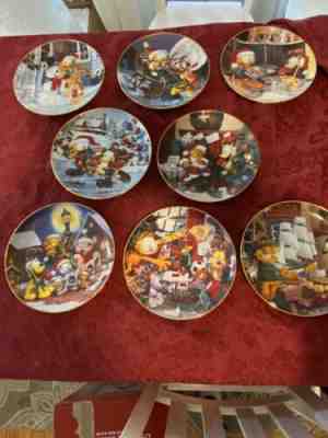 Full Set of Garfield's 8 plate Christmas Collection Danbury Mint 23K Gold