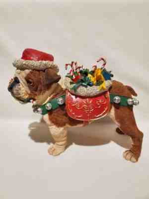 Danbury Mint Christmas Bulldog Santa Dog Large Figure Sculpture