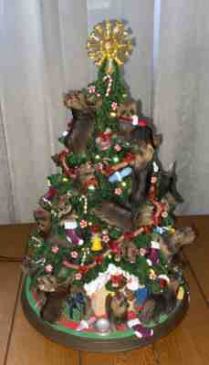 Danbury Mint Yorkie Yorkshire Terrier Dog Christmas Tree Lighted Figurine