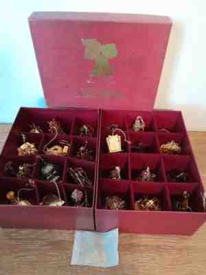 Lot of 24 Danbury Mint Gold Plated Christmas Ornaments 1988-2000 Mix w/ Boxes