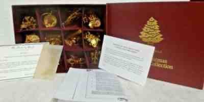 Danbury Mint 1996 Gold Christmas Ornaments Set of 12 with Box