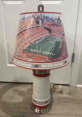 RARE Danbury Mint Ohio State Buckeyes Table Lamp w/ Shade NCAA Football WORKS!