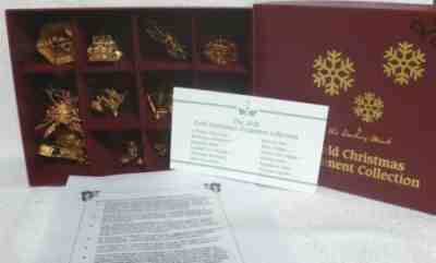 Danbury Mint 2005 Gold Christmas Ornaments 12 with Box