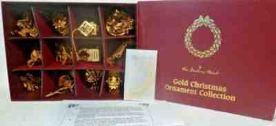 Set of 12 Danbury Mint 1999 Gold Christmas Ornaments with Box
