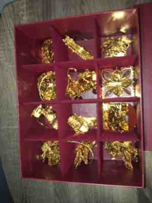 3 SETS)Limited Edition Danbury Mint Gold Christmas Ornament Collection Set of 12