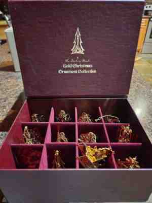 Danbury Mint Gold Christmas Ornament Collection 1982-3 Set of 12 IN BOX