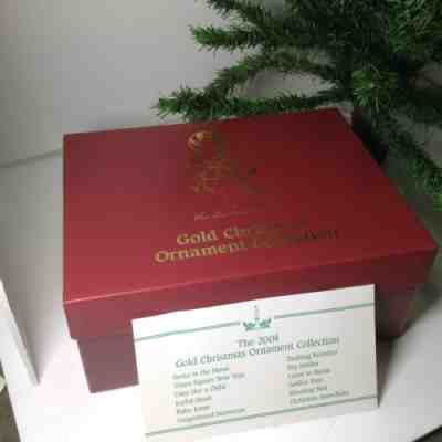 Set of 12, 2004 Gold Christmas Ornaments w/ Box, "Danbury Mint", Toy Soldier