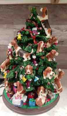 Danbury Mint Basset Hound Lighted Christmas Tree Rare Retired