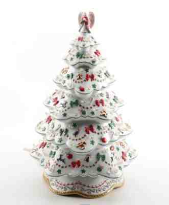 NIB Vintage Danbury Mint White Porcelain Lighted Christmas Tree Magic Stunning!
