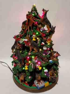 Danbury Mint German Shepherd Dog Christmas Tree Lighted Figurine READ