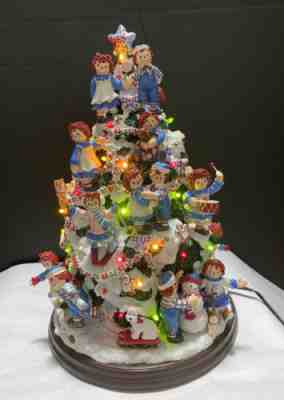 Danbury Mint Raggedy Ann & Andy Lighted Christmas Tree Figurine Excellent Cond
