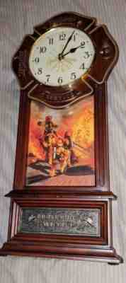VERY RARE Vintage Danbury Mint - The Firefighters Clock Hanging Wall Clock
