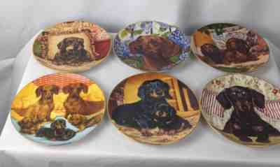 Dachshunds Collection Susie Morton Christopher Nick Dog Plates Danbury Mint 8.5"