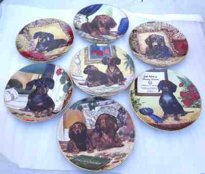 DANBURY MINT 7 CHRISTOPHER NICK DACHSHUND PLATES COLLECTION