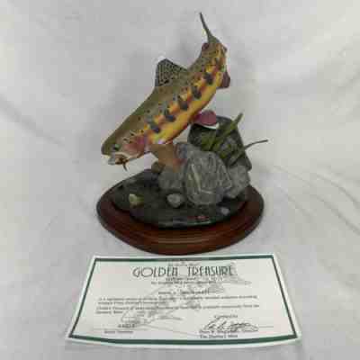 Golden Treasure Franz Dutzler Danbury Mint Trout Treasures Sculpture w/ Cert.