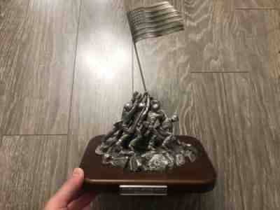 Vintage Danbury Mint Fine Pewter Sculpture w/ Wood Base Victory at Iwo Jima
