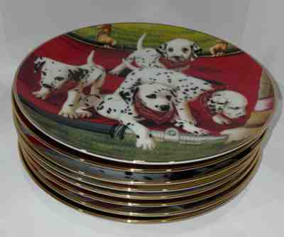 Danbury Mint Fire Capers Full Set 8 Dalmatian Decorative Plates Great Condition