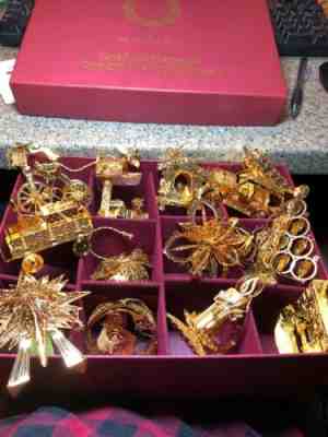 2001 Gold Christmas Ornaments - complete set of 12 - Danbury Mint