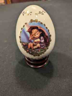 Vintage MJ Hummel Porcelain Egg Collection - The Danbury Mint - Umbrella Girl