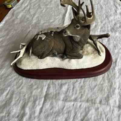 White-tail Deer Sculpture Collection Danbury Mint by Bob Travers- â??Winter Stagâ?