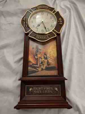Vintage Danbury Mint - The Firefighters Clock Hanging Wall Clock *NEEDS REPAIR*