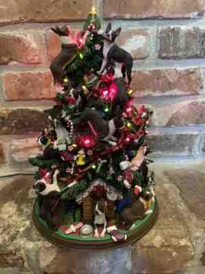 Danbury Mint Boston Terrier Dog Christmas Tree Lighted Figurine