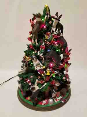Danbury Mint Boston Terrier Dog Christmas Tree Lighted Figurine