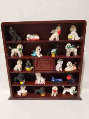 Danbury Mint Purely Poodles Collection 20 Dog Mini Figurines With Wood Display