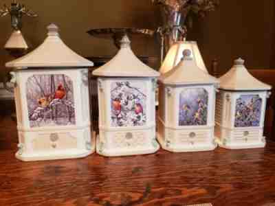 Danbury Mint THE SONGBIRD CANISTER COLLECTION Bird House 4 w/lids