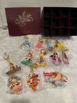Danbury Mint Disney-The Christmas Ornaments Box Of 12 -9 Princesses Pooh Dumbo