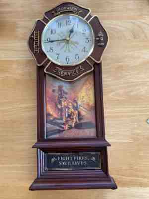 Vintage Danbury Mint - The Firefighters Clock Hanging Wall Clock