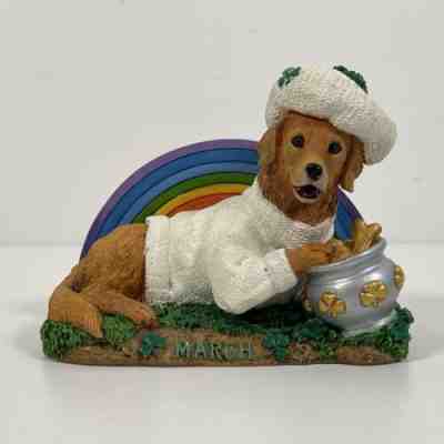 Danbury Mint Collection March Golden Retriever Perpetual Calendar Dog St Patrick