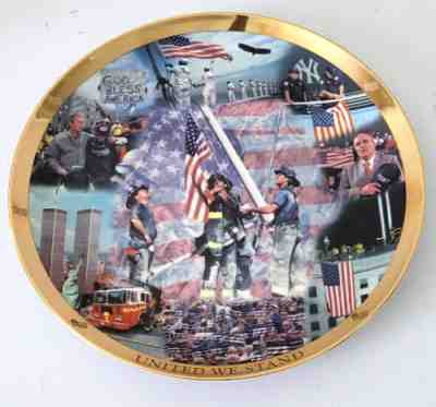UNITED WE STAND 911 COLLECTOR PLATE 2001 LIMITED EDITION DANBURY MINT