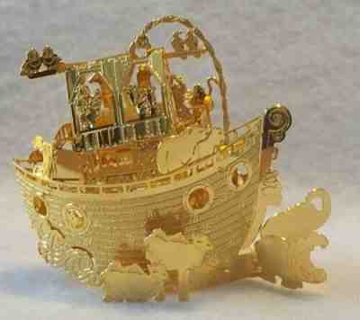 Danbury Mint 23Kt Gold Plated Christmas Ornament â??Noahs Arkâ? Annual 2001