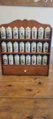 Hummel Danbury Mint 1987, Switzerland Complete Set 24 Spice Jars & Wood Rack
