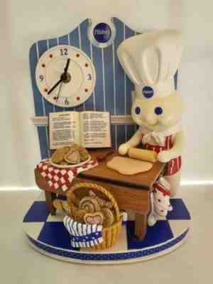 Rare Pillsbury Doughboy "Time to Bake" Scene & Working Clock Danbury Mint Exc