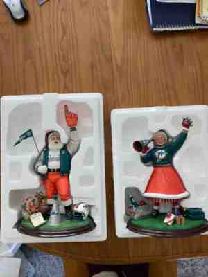 Danbury Mint Miami Dolphins Mr & Mrs. Santa Clause