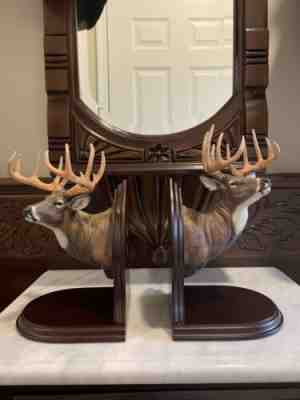 Danbury Mint Stag Deer Bookends by Dennis Jones New