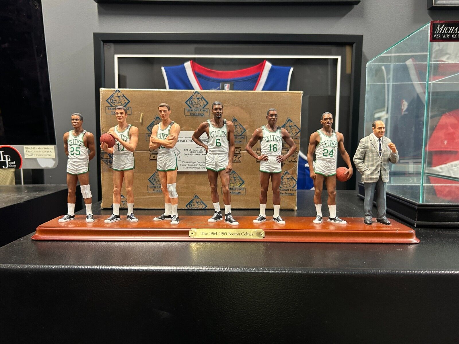 Danbury Mint 1964-65 Boston Celtics 7 Figure Display Signed By Bill Russell JSA