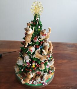 Danbury Mint Sheltie Dog Christmas Tree Lighted Figurine Rare EUC Working