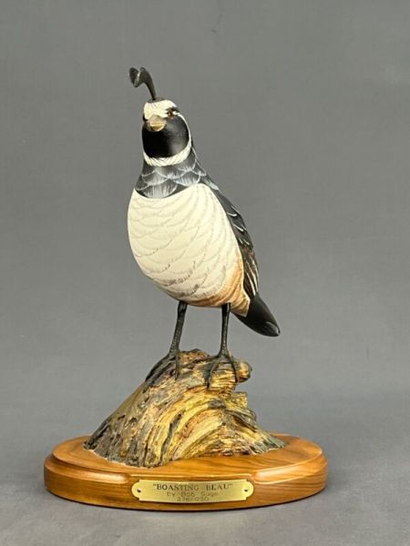 Bob Guge Limited Edition 7.5" 'BOASTING BEAU' Quail Sculpture; Signed