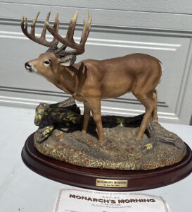 Danbury Mint "MONARCH MORNING" Trophy Buck Deer Figurine Ron Van Gilder WoodBase