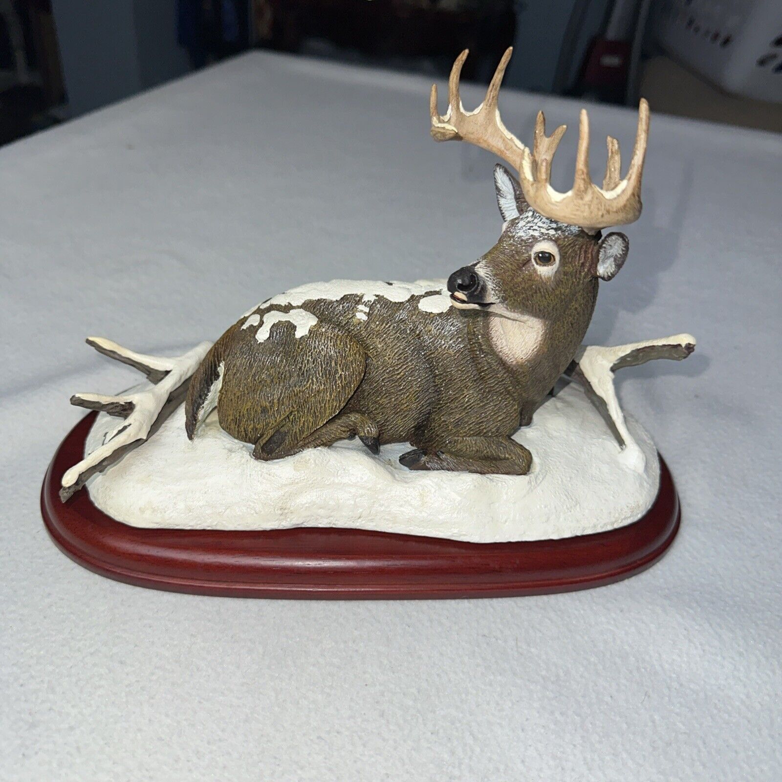 Vintage Danbury Mint WINTER STAG Whitetail Deer Sculpture Bob Travers