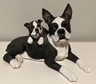 Danbury Mint Mommy & Me Boston Terrier Dog & Puppy Figurine Statue 10” Length