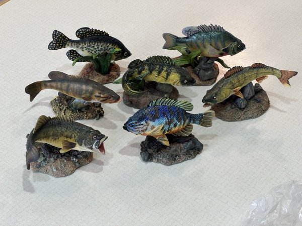 Danbury Mint Mini Fish Figurines - Bass, Walleye, Perch, Crappie, Sunfish 3.5-4"
