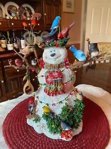 Danbury Mint Meticulously Crafted Birdwatcher's Christmas Snowman, Lighted