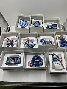 Lot Of 10 Danbury Mint Tennessee Titans Figurine Christmas Ornament NFL Football