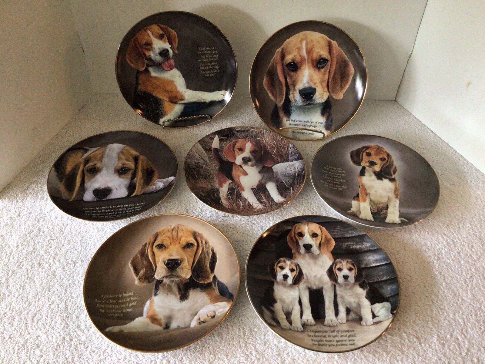 7 DANBURY MINT LIMITED EDITION *BEAGLE DOG* CHERISHED BEAGLES COLLECTION PLATES