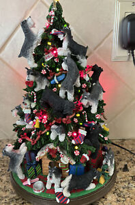 Danbury Mint Miniature Schnauzer Dog Christmas Tree Lighted Figure-Defects Read
