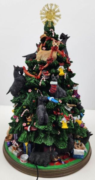 Danbury Mint Scottish Terrier Christmas Tree Scottie Dog Lights Working